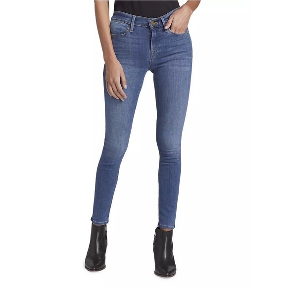 Frame Jeans Womens 23 Le ‎ Beau High Rise Crop Medium Wash Blue Denim - Picture 1 of 12